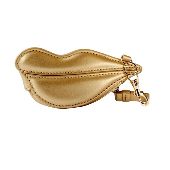 Diane Von Furstenberg x Target Gold Lips Coin Pouch Keychain - Picture 3 of 8